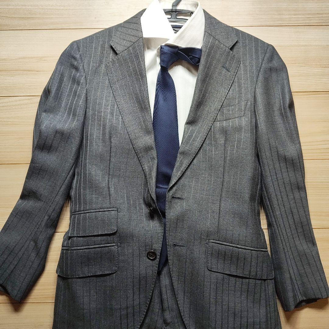 ★麻布テーラー　★William Halstead グレー ビジネススーツ