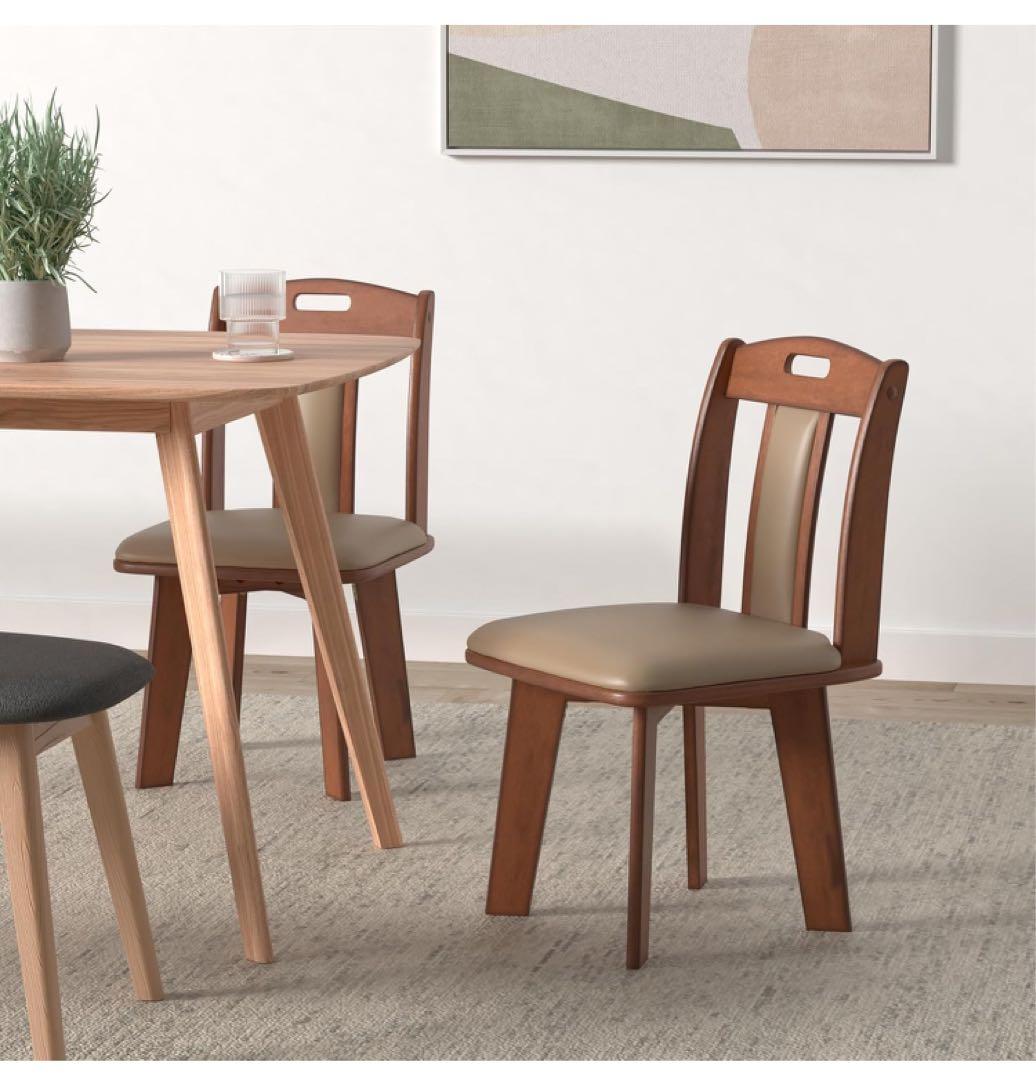 天然木ダイニング回転チェア 2脚組 幅44奥行47.5高さ78.5cm