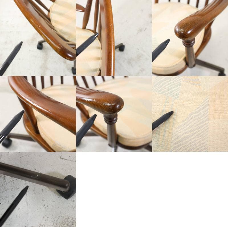 値下カリモク家具 ウィンザーチェア型 アームチェア キャスター5輪 昇降