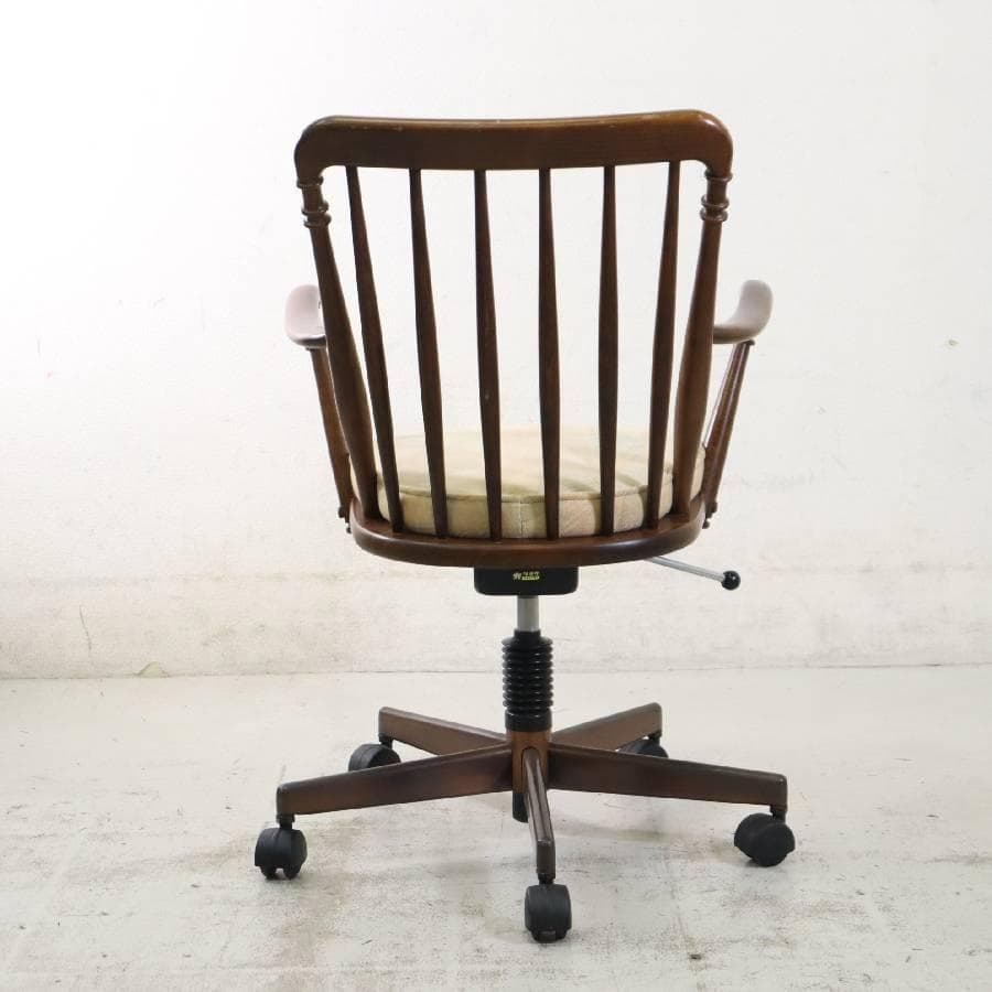 値下カリモク家具 ウィンザーチェア型 アームチェア キャスター5輪 昇降