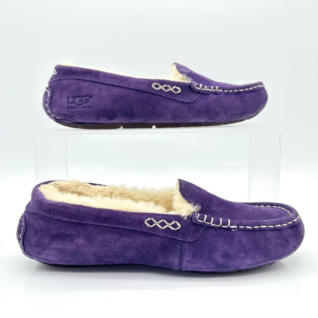 【美品】アグ アンスレー モカシン パープル スエード ムートン ローファー