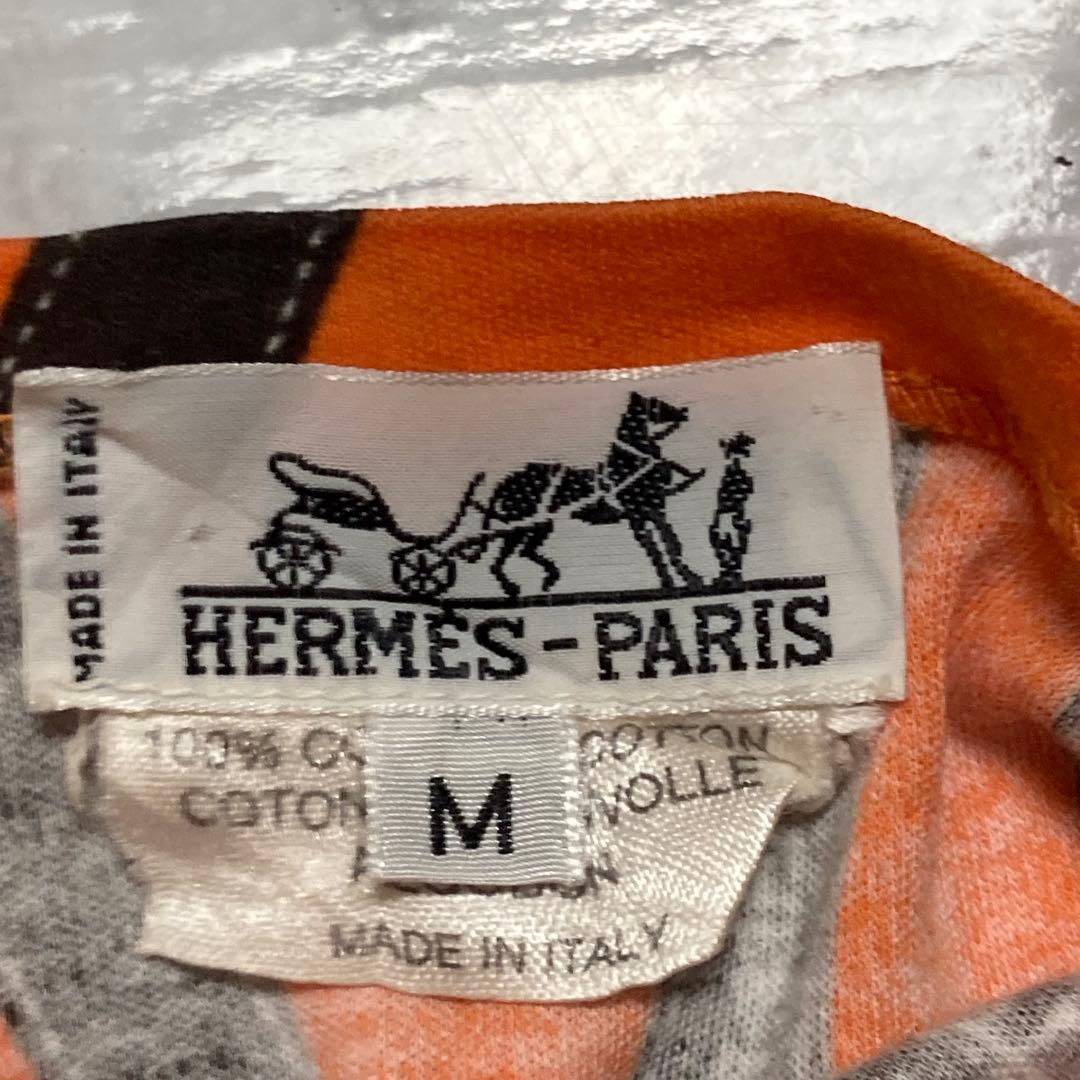【HERMES】美品✨　エルメス　リボン柄　Tシャツ　オレンジ