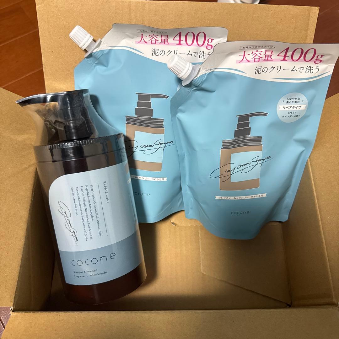 cocone ココネクレイクリームシャンプー リペア 新ボトルつめかえ用セット