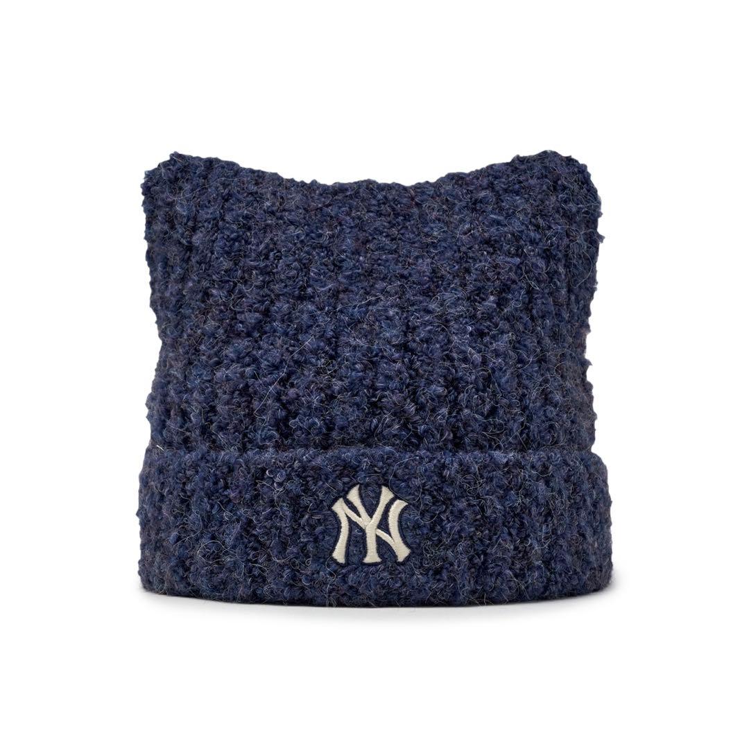 MLB korea 猫耳ビーニー ニット帽 青色