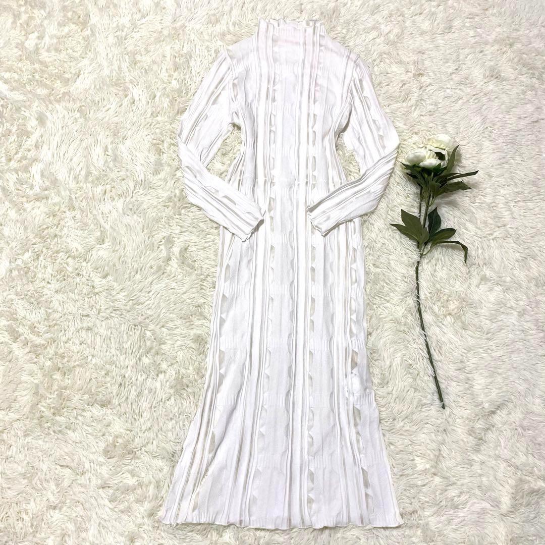 【AMERI】 MEDI SHEER GEOMETRIC KNIT DRESS