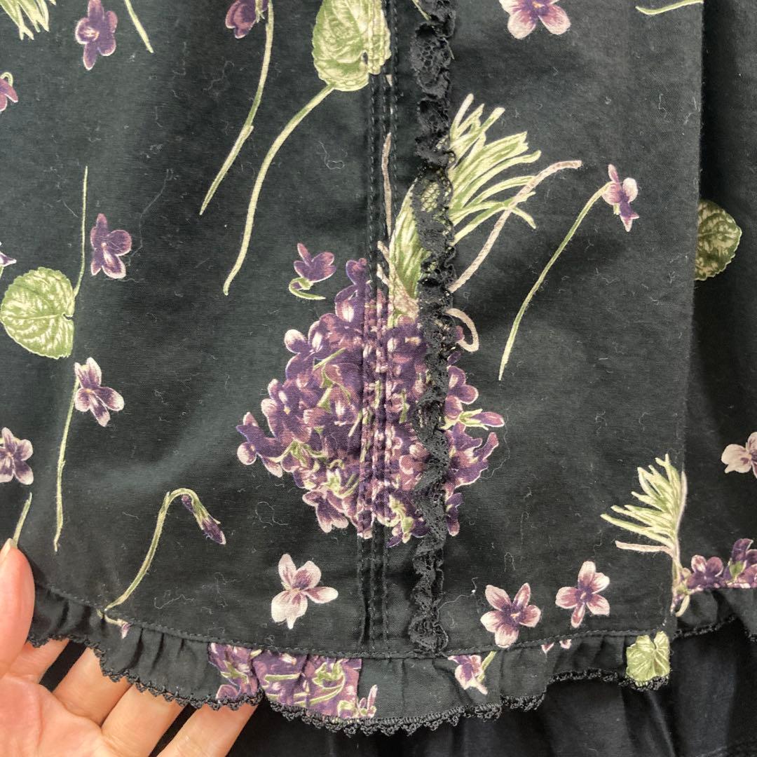 ピンクハウス 菫柄キャミソール 黒