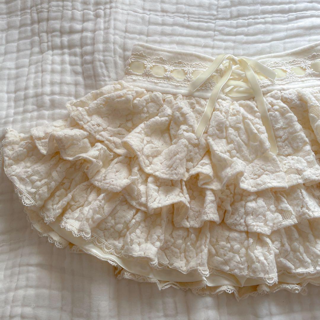 00s 希少 LIZLISA 起毛レースはしごリボンティアードスカパン 姫ロリ