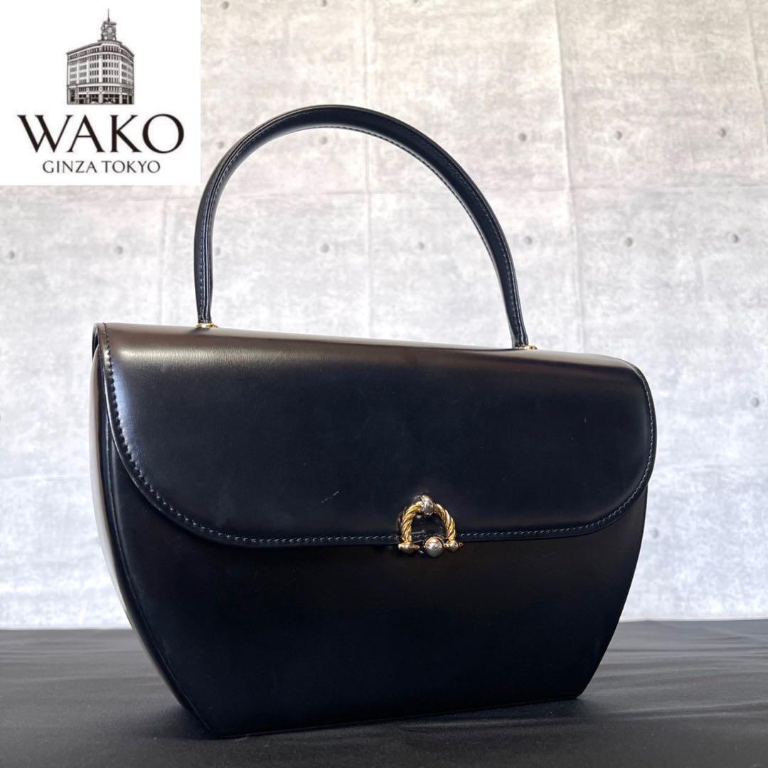 j*n様 WAKO ワコウ 銀座和光 カーフレザー ゴールド金具 ブラック ハン