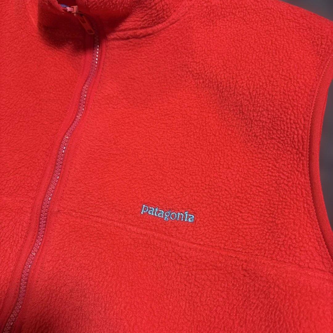 patagonia USA製　フリースベスト　シンチラ　赤　アメリカ製　古着