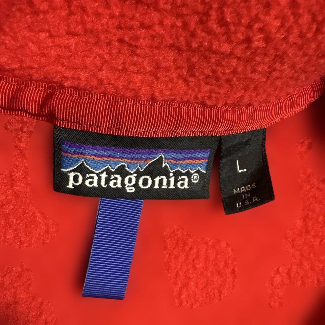 patagonia USA製　フリースベスト　シンチラ　赤　アメリカ製　古着