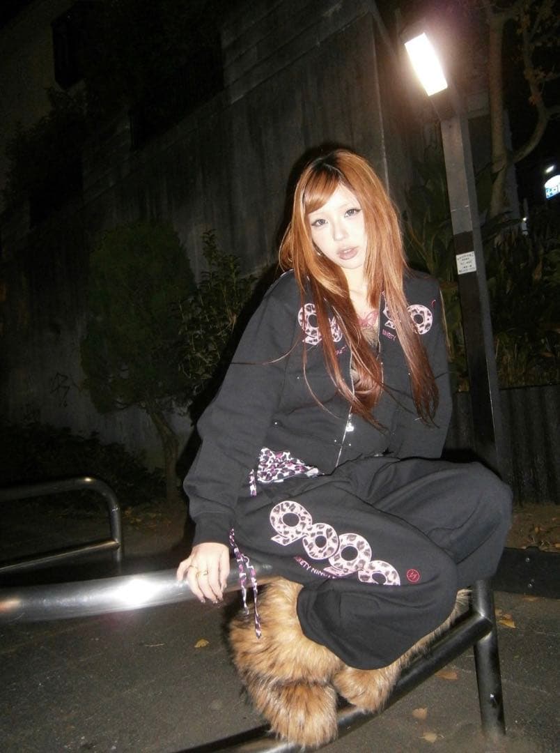 9090 girl OG Logo パーカーblack S