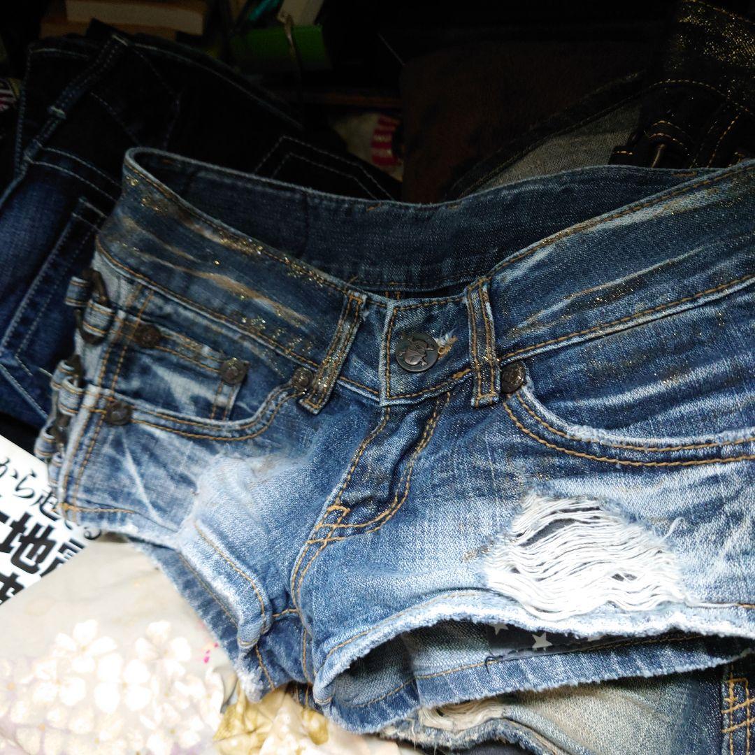 デニムショートパンツ ラメ入り ダメージ加工２３インチ　あさん専用