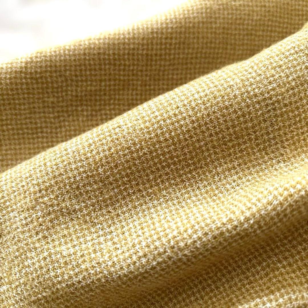 日々 小森縫製 ウール千鳥のスタンドカラーシャツ 千鳥格子 イエロー