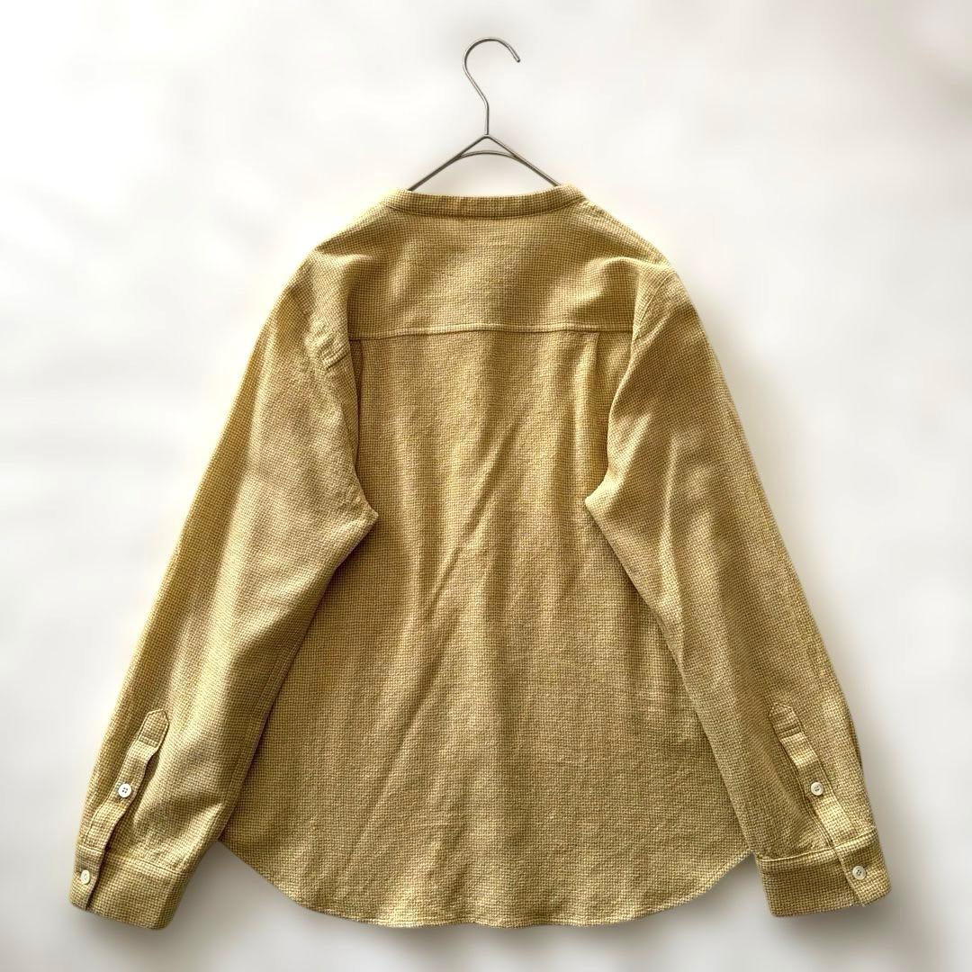 日々 小森縫製 ウール千鳥のスタンドカラーシャツ 千鳥格子 イエロー