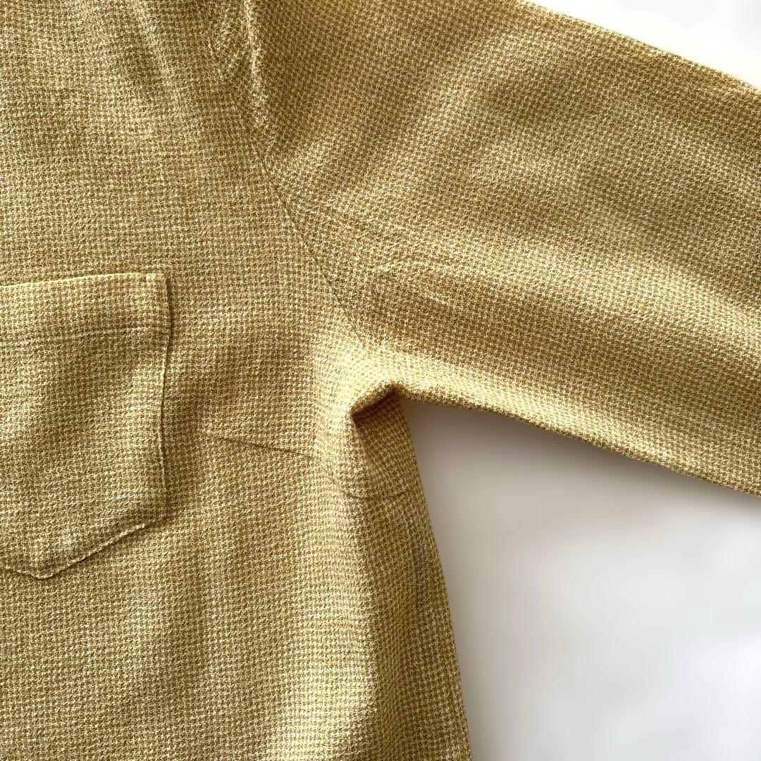 日々 小森縫製 ウール千鳥のスタンドカラーシャツ 千鳥格子 イエロー