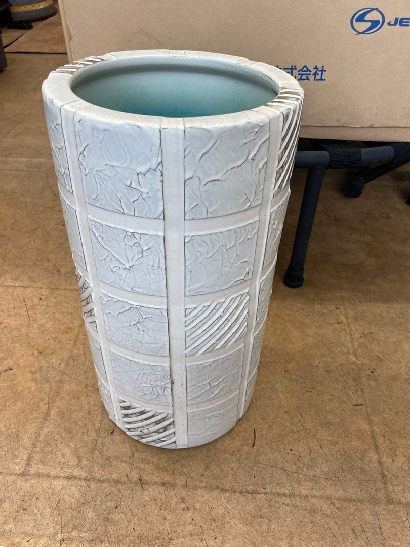傘立て 陶器 信楽焼 格子模様傘立て kt-0340