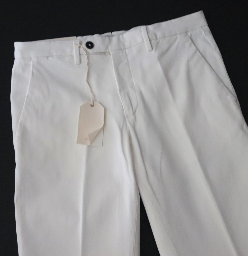 新品【ブリリア 1949】 秋冬コットンツイル ノープリーツパンツ 白 48