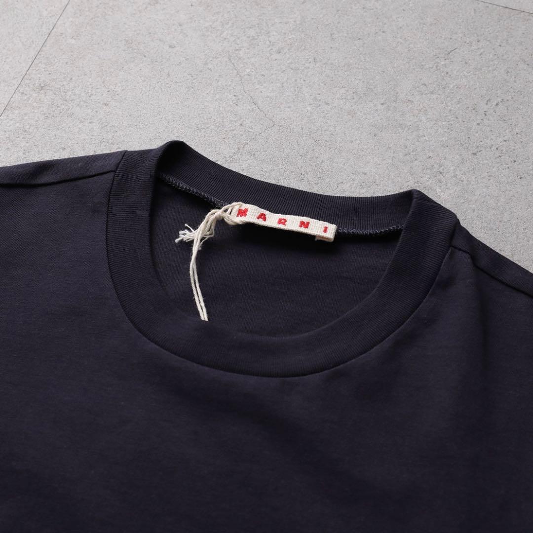 MARNI キッズ ロゴ ネイビー Tシャツ