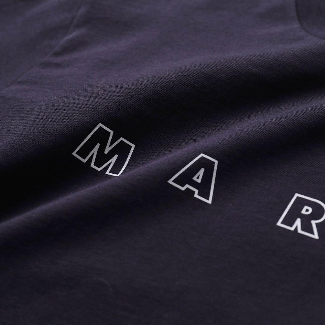 MARNI キッズ ロゴ ネイビー Tシャツ