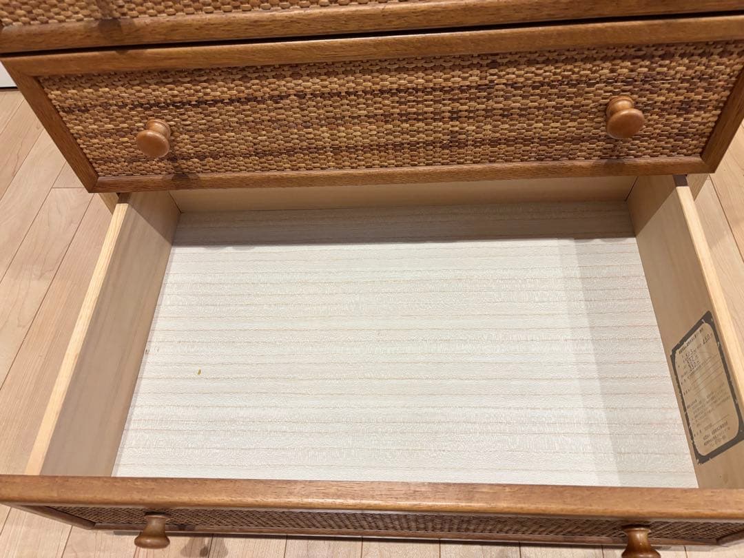 ラタン　３段チェスト