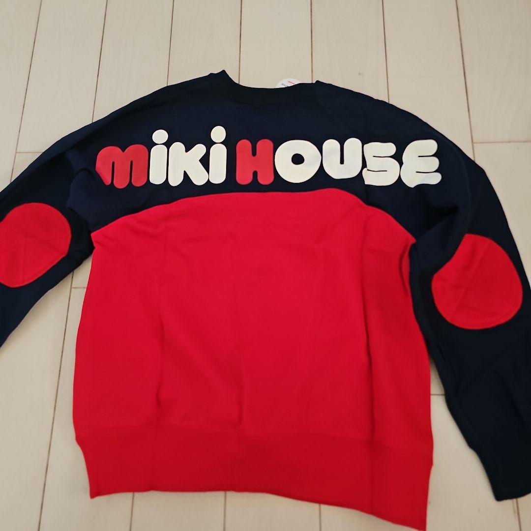 新品♡ミキハウス♡バックロゴトレーナー♡MIKI HOUSE ダブルB 赤×紺