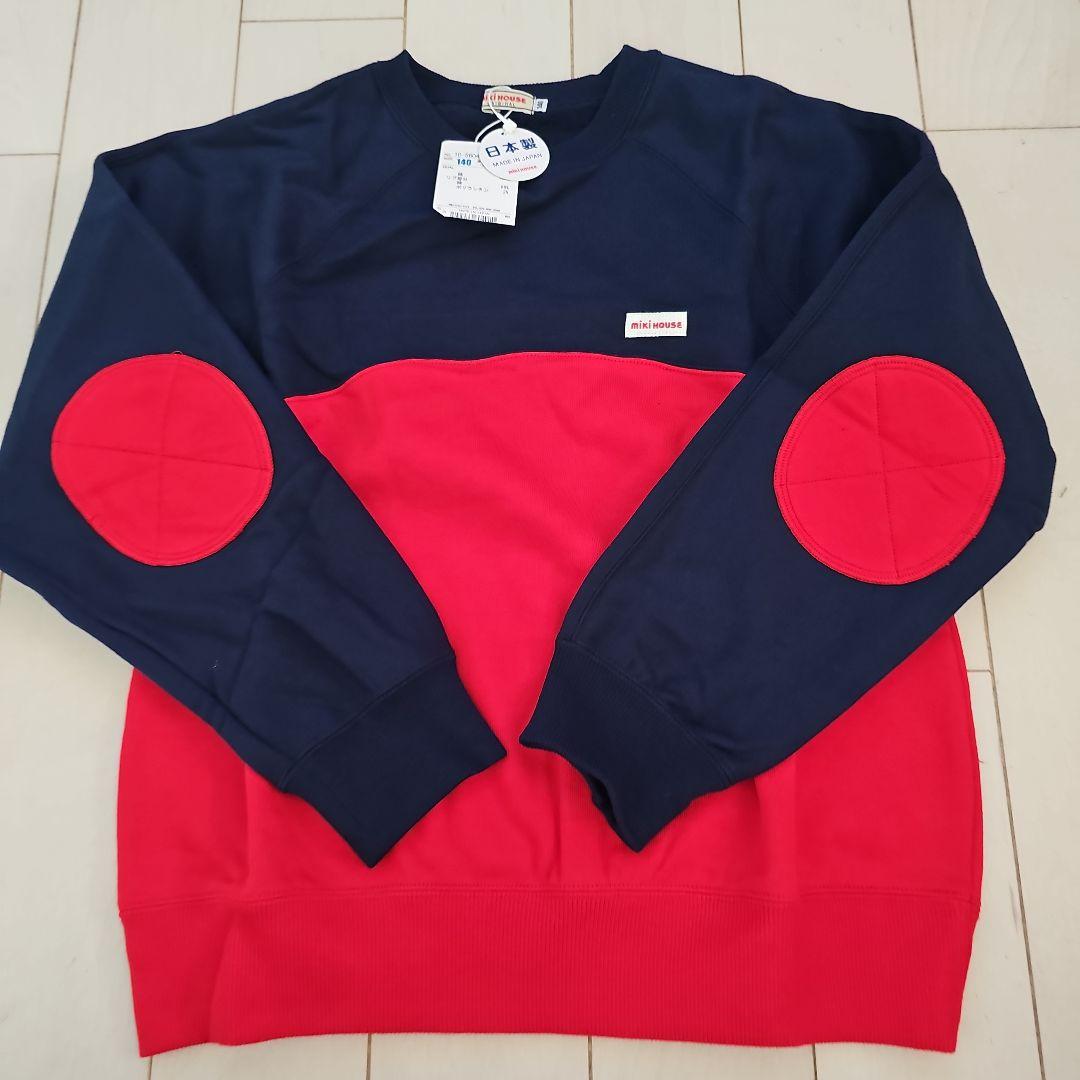 新品♡ミキハウス♡バックロゴトレーナー♡MIKI HOUSE ダブルB 赤×紺