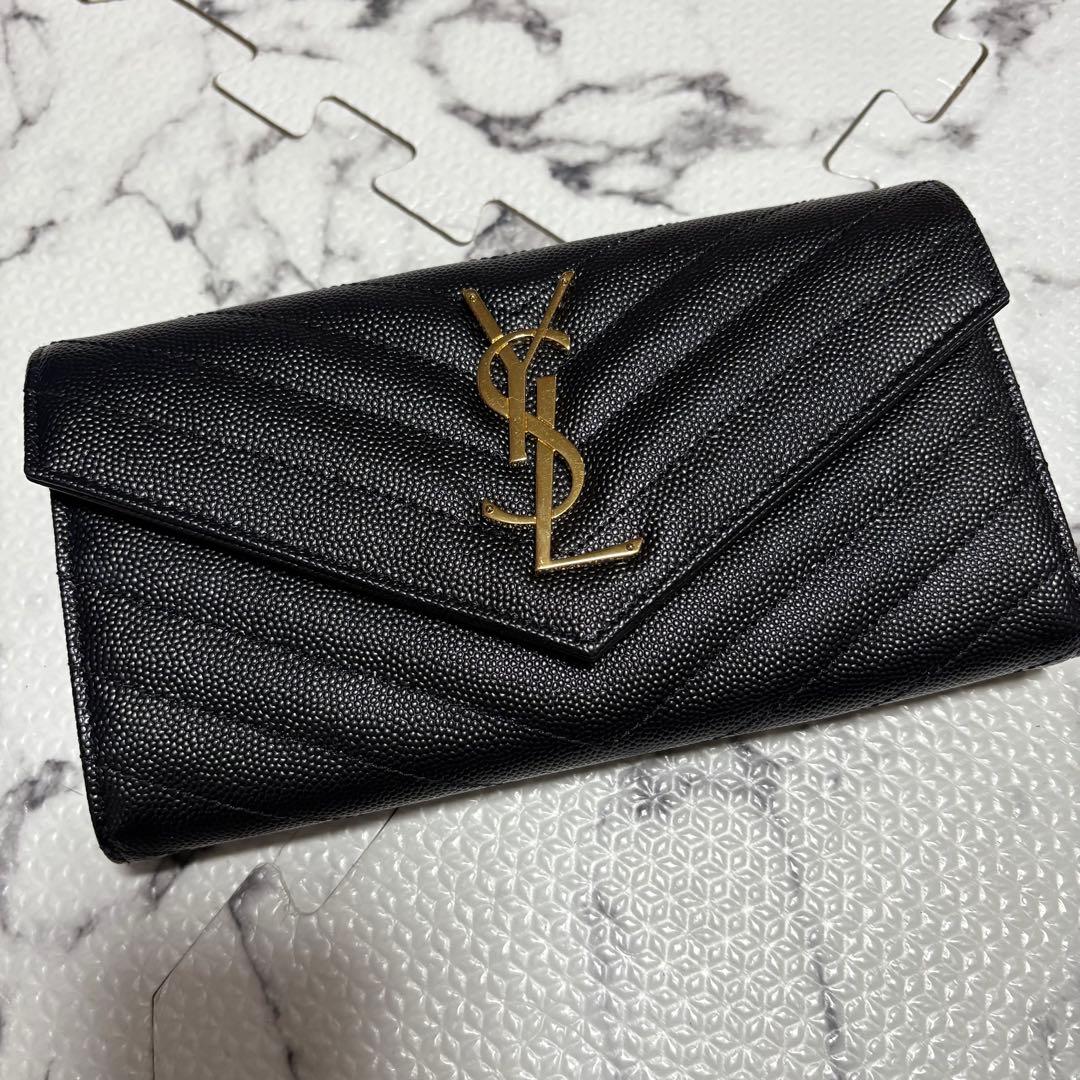 YSL ブラック 長財布 キルティング