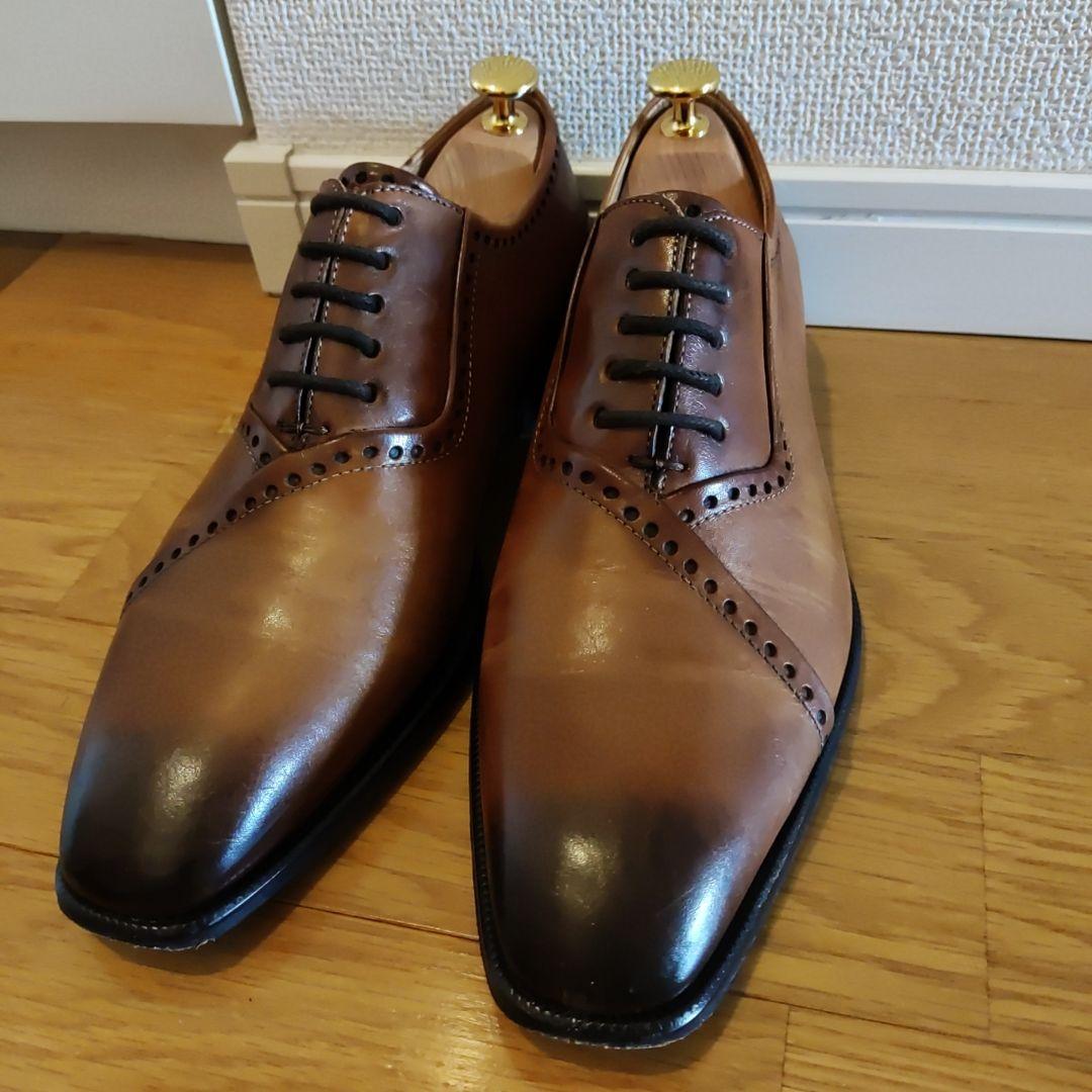 giotto 革靴 ブラウン ストレートチップ ホールカット