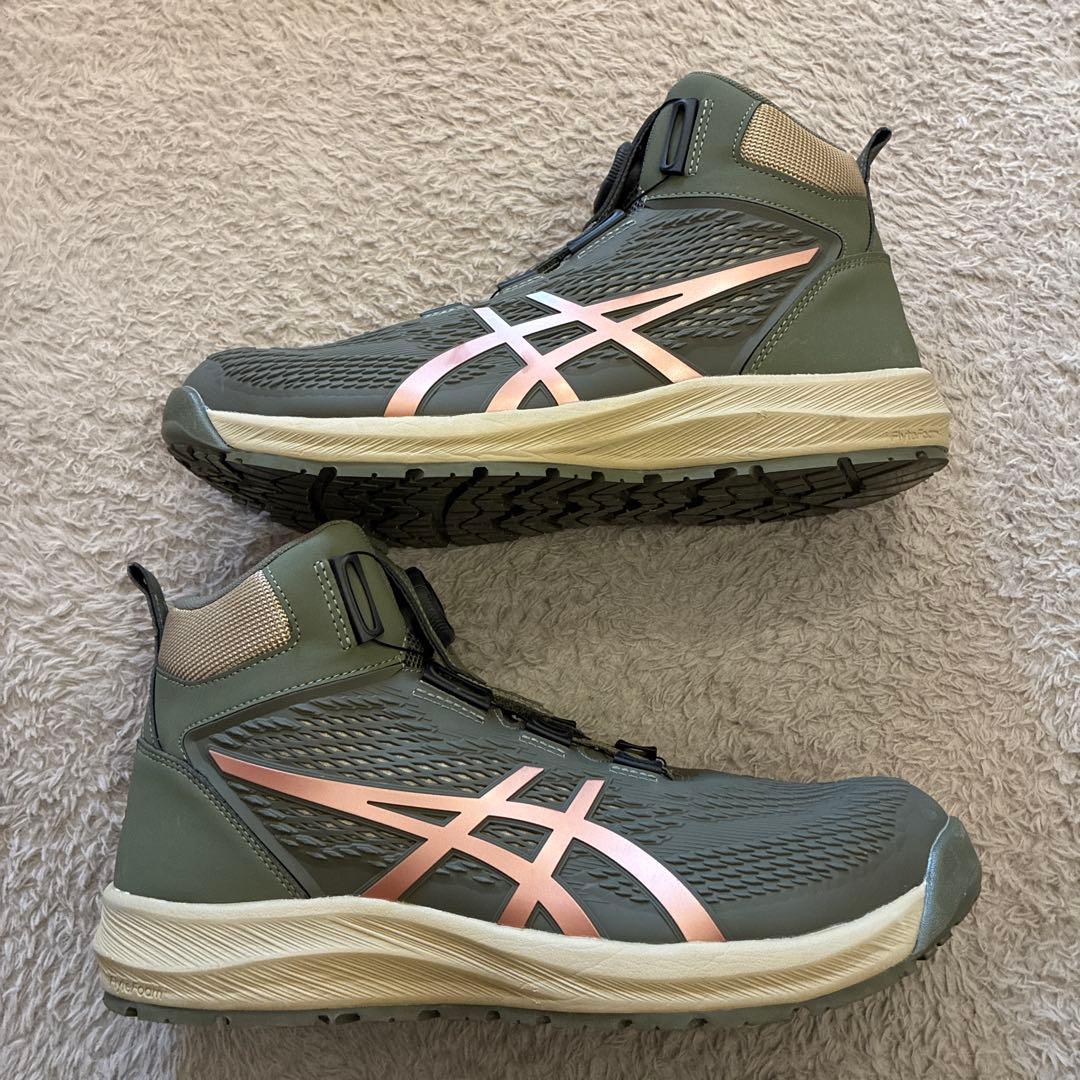 アシックス安全靴 CP122 マントルグリーン×ローズゴールド28㎝