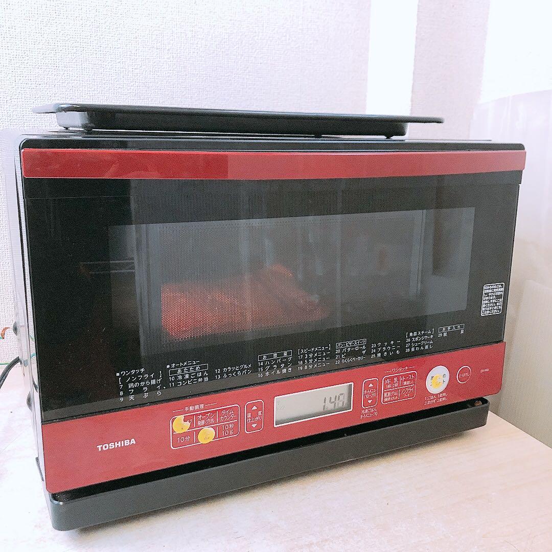 通電OK 東芝 電子レンジ オーブンレンジ TOSHIBA ER-N6E レッド
