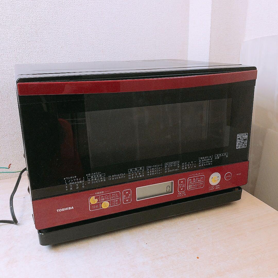 通電OK 東芝 電子レンジ オーブンレンジ TOSHIBA ER-N6E レッド