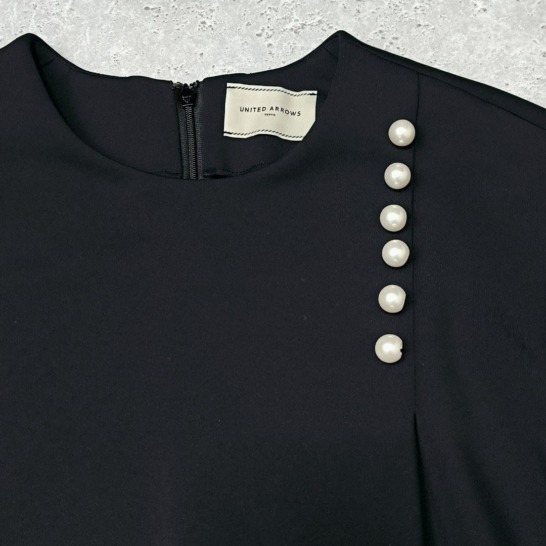 UNITED ARROWS SPONGY ワンピース ブラック　36 パール
