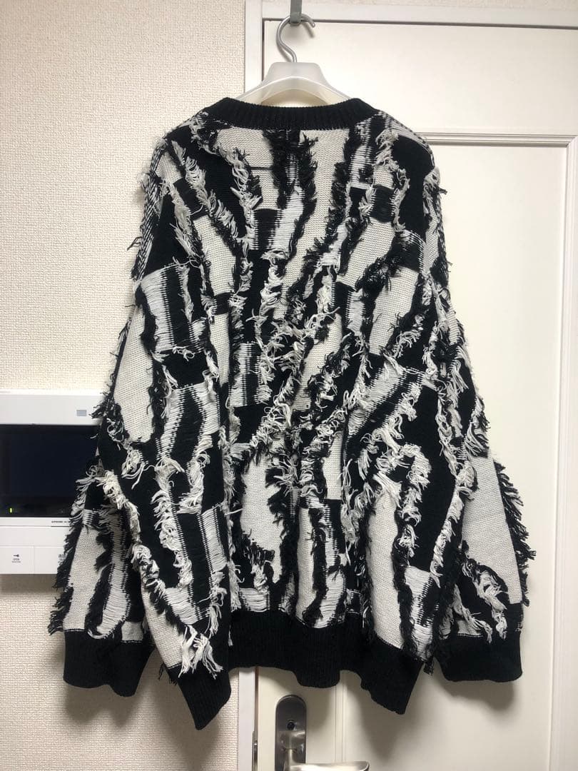 大森元貴 メゾンスペシャル グランジ オーバー フリンジ ジャガード ニット