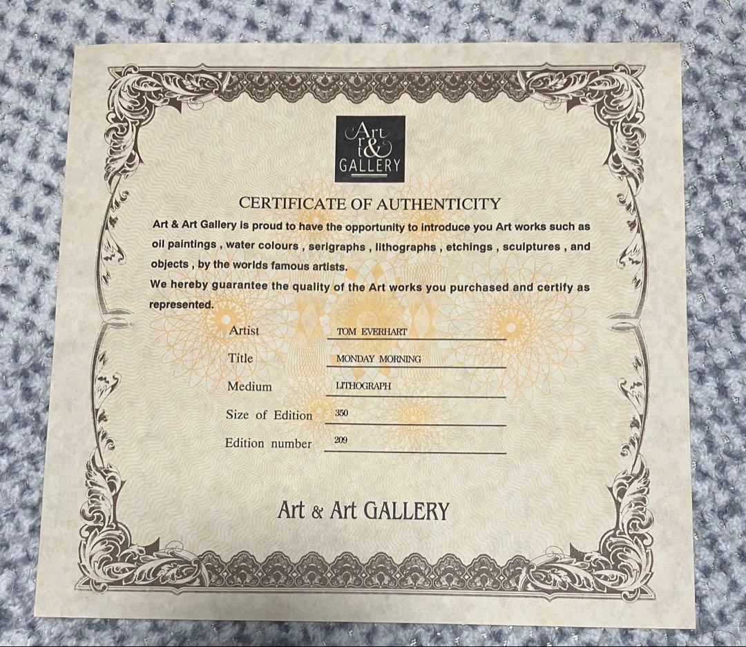 トム・エバハート「Monday Morning」リトグラフ