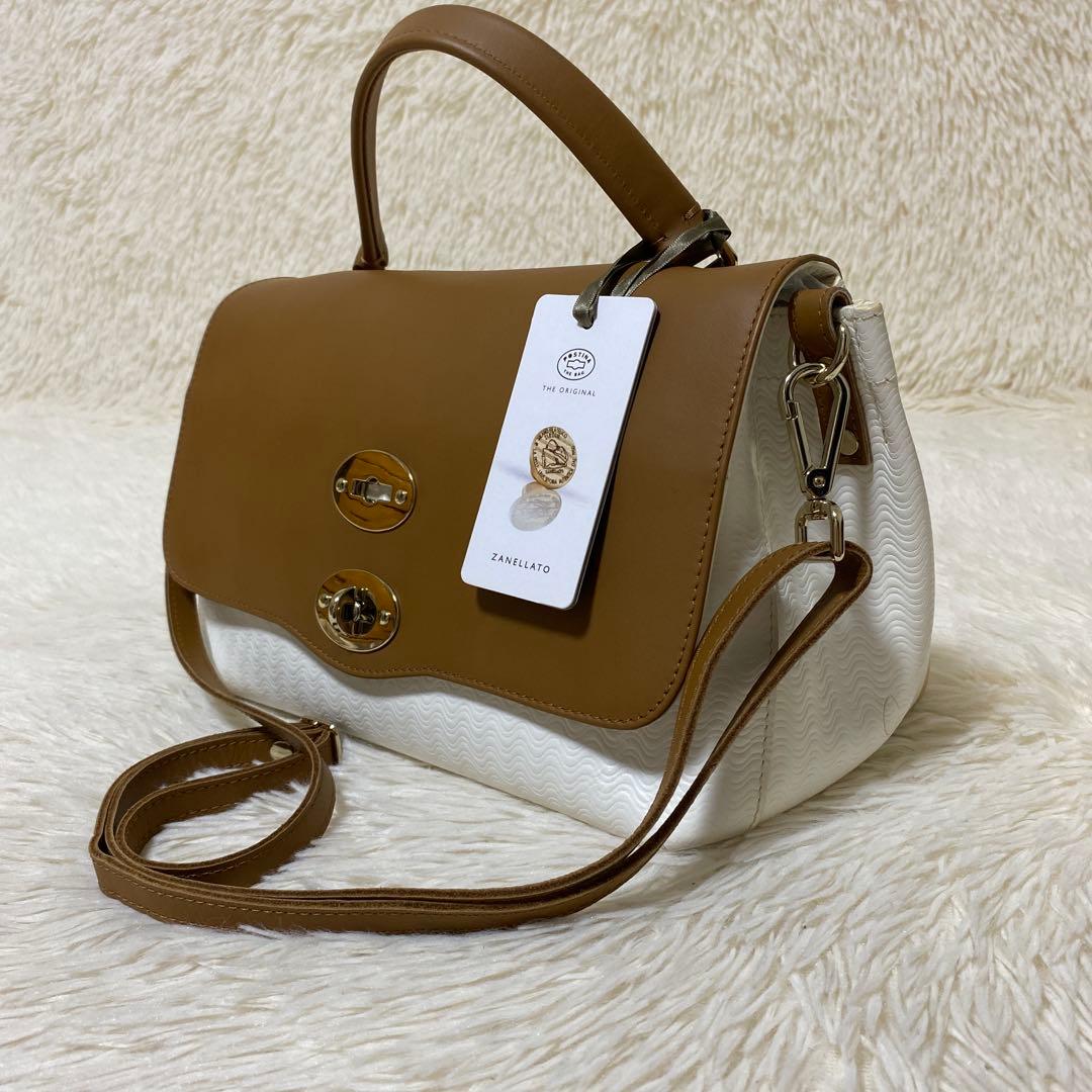 ザネラート ポスティーナ レザー ターンロック ハンドバッグ 2WAY 美品