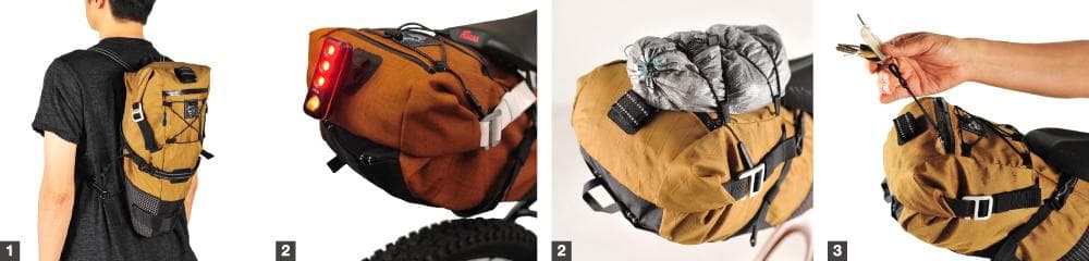 ロウロウマウンテン 自転車用 サドルバッグ バックパック機能 防水仕様