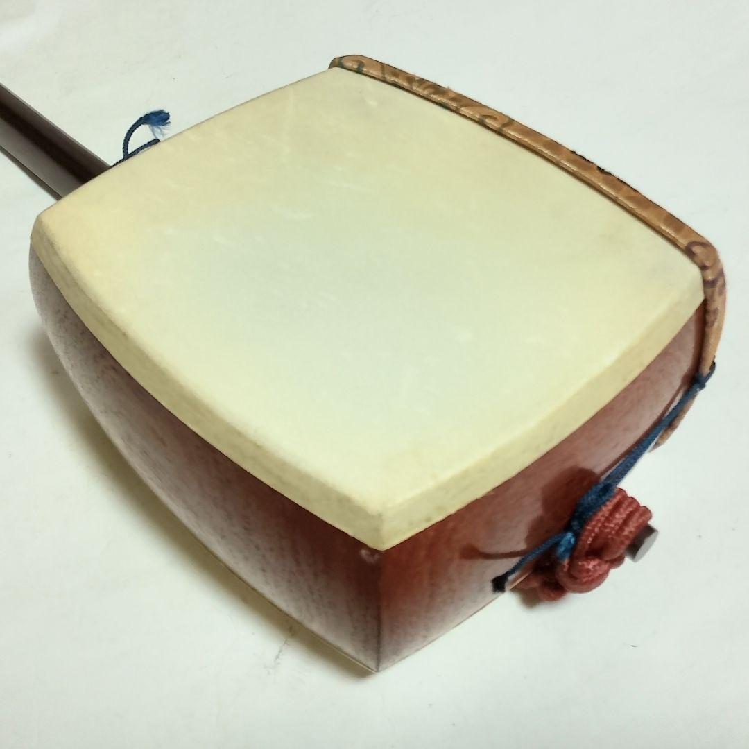 高級　紫檀　細棹三本継　三味線　鼈甲バチ + ソフトケース付き