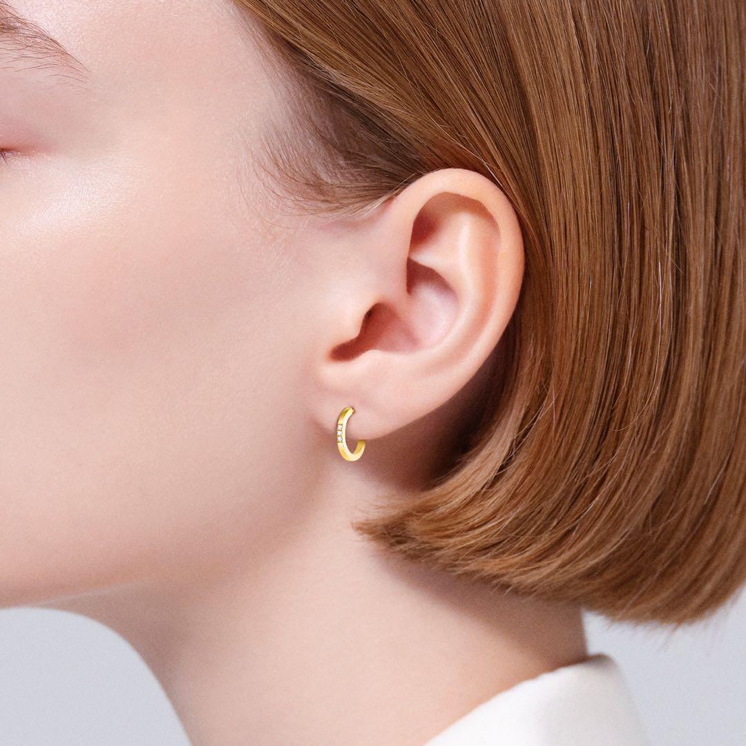 AHKAH プチトロワ ピアス 片耳のみ K18 YG