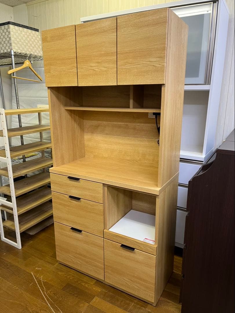 ニトリ キッチンボード エトナ ETONA-90KB-LBR2 木製 食器棚