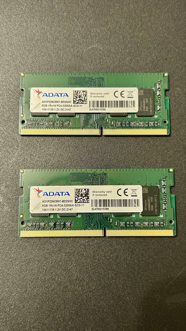 ADATA DDR4 3200MHz 8GB×2枚（16GB）ノート メモリ