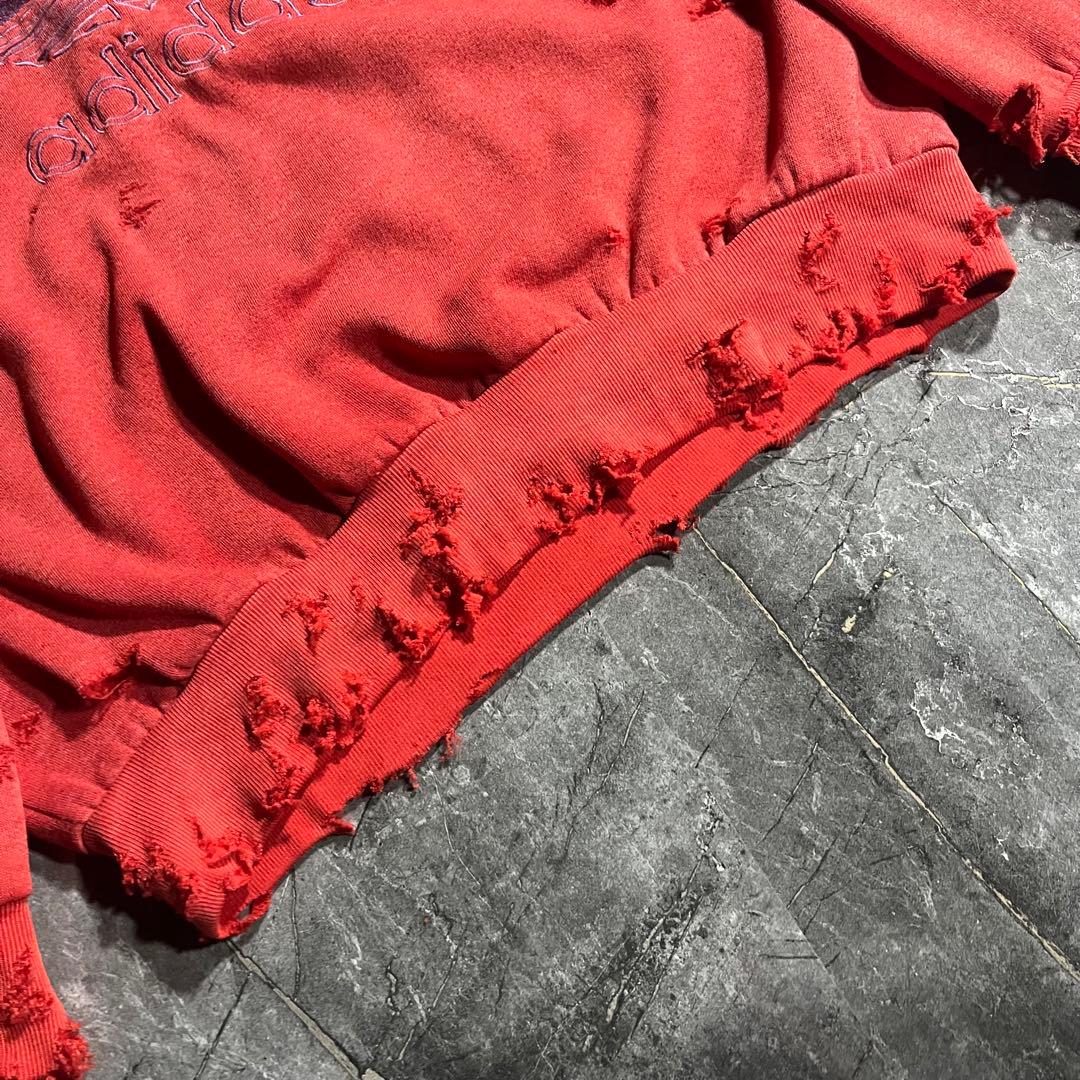 adidas 80s 鬼フェード スウェット ボロ ラグラン ビンテージ 赤