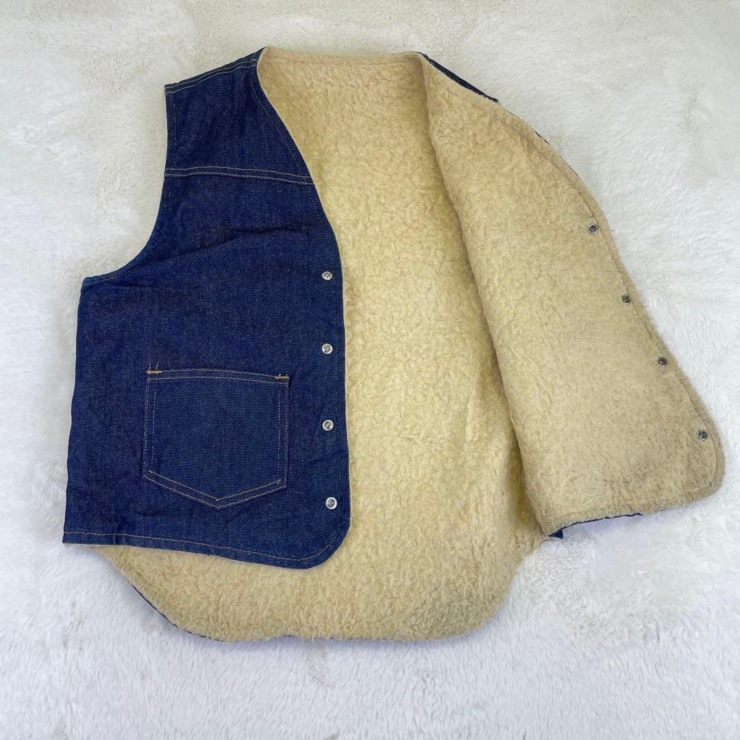 80s ヴィンテージ Carhartt【M】デニムベスト◆裏ボア 希少 星形タグ
