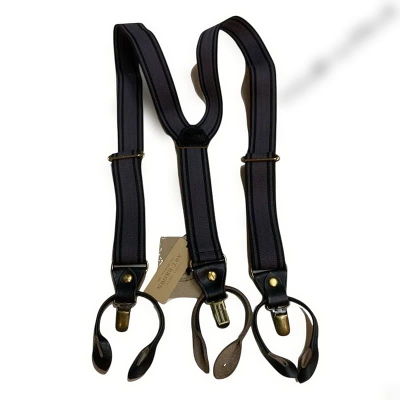 アートブラウン社　クロムエクセルレザー使用　ヘリンボーン黒　サスペンダー