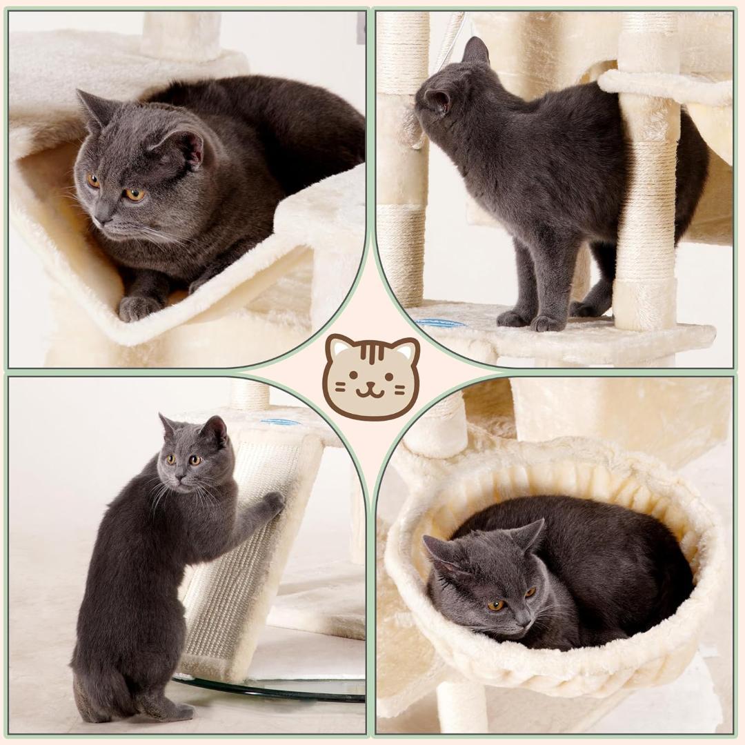 Hey-brother キャットタワー 高さ180cm ベージュJMPJ034M