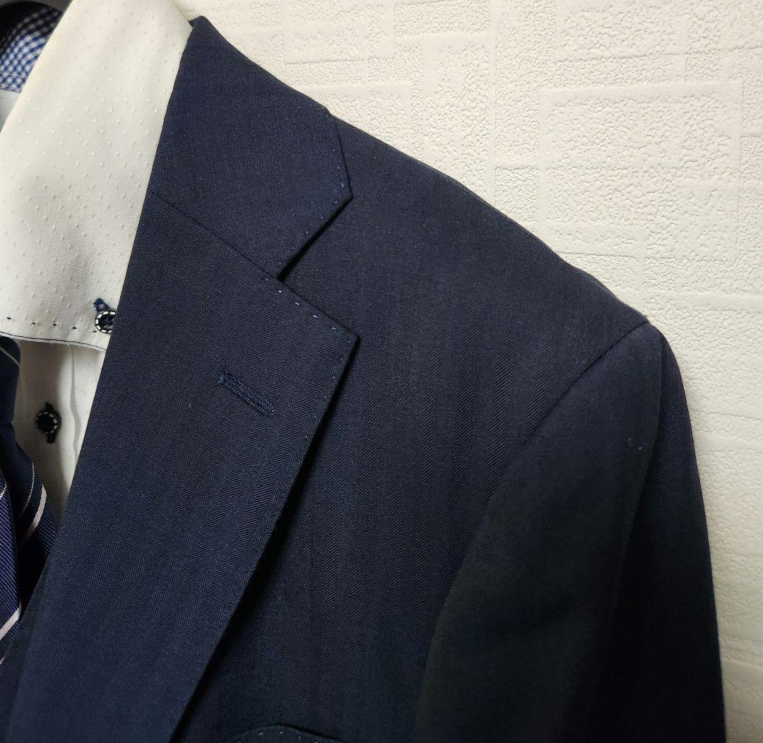 アオキ　レミュー　メンズ　スーツ　スリーピース　濃紺　ウォッシャブル　標準体型