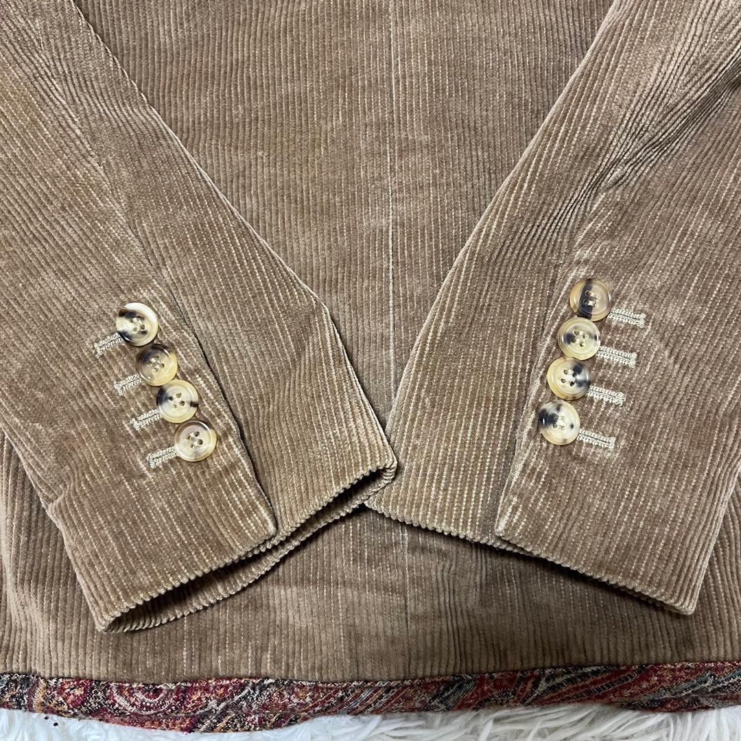 【美品】エトロ テーラードジャケット コーデュロイ 裏地総柄 シルク 42