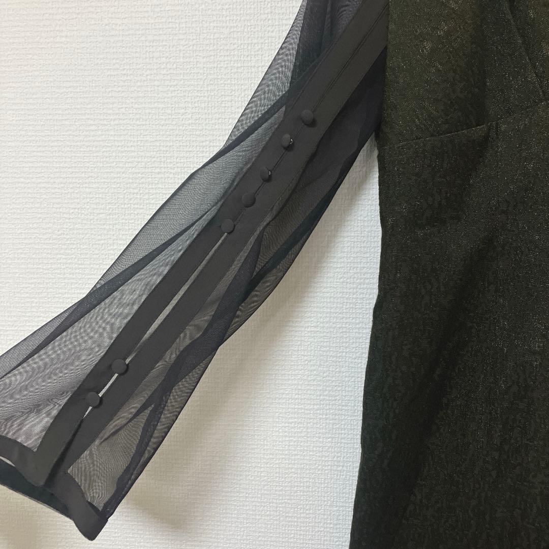 人気　カナ　ジャガード ワンピース チュール トップス セット ブラウン　S