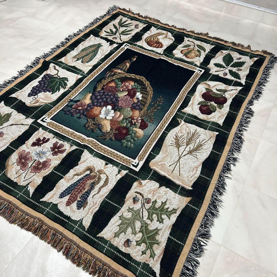 果物　野菜　マルチカバー　ソファーカバー　ヴィンテージラグ　172x132