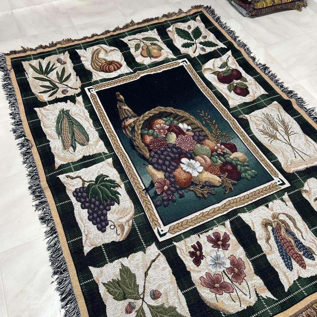 果物　野菜　マルチカバー　ソファーカバー　ヴィンテージラグ　172x132