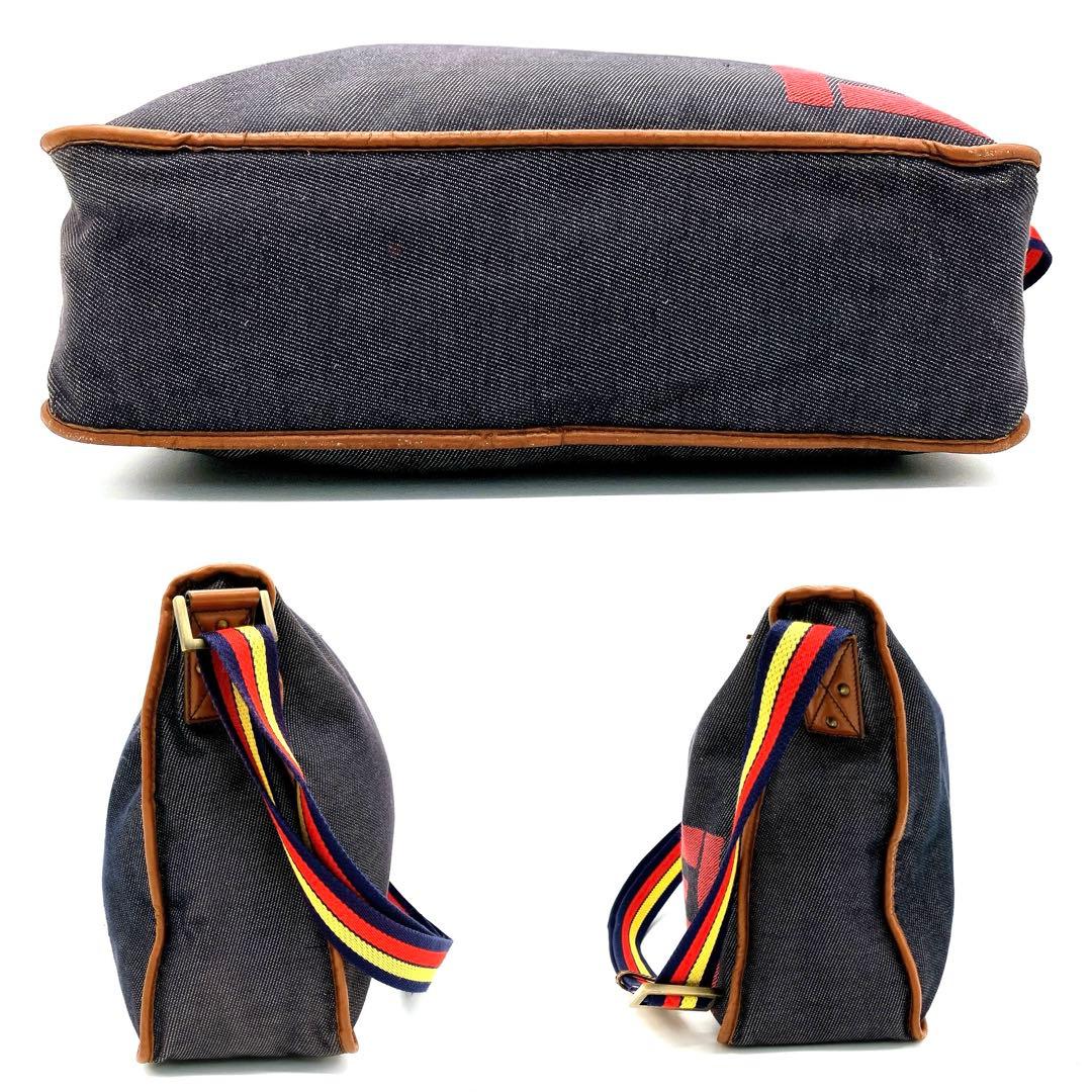 【FENDI】メッセンジャーバッグ　デニム　ロゴ　ブルー系